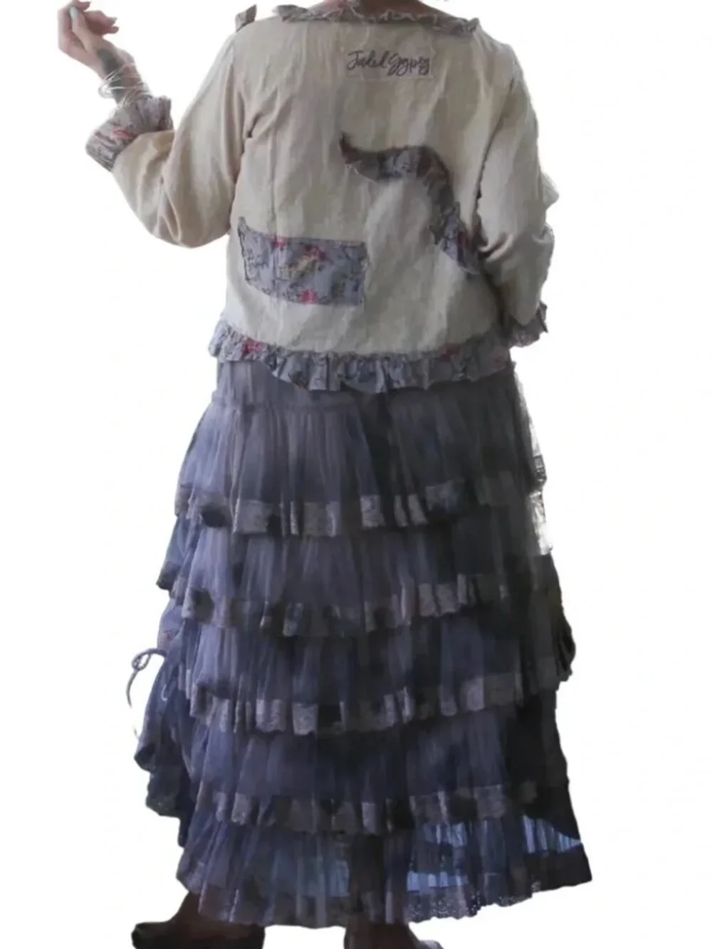 NWT Jaded Gypsy True Romance Skirt Charcoal Boho Maxi High Low Lace Ruffle Skirt - Picture 5 of 5